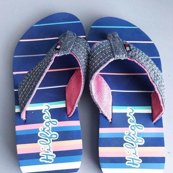 MBoys Hilfiger Chambray Flip Flip Sandals 8 - Picture 2 of 4